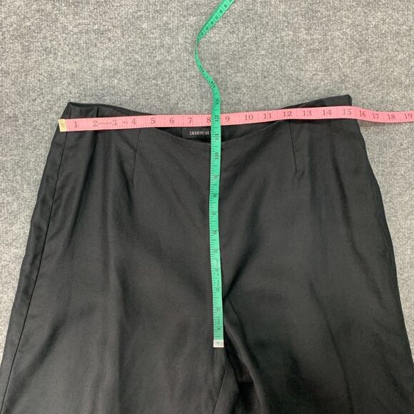 Lafayette 148 Gaucho Linen Pants Womens 8 Solid Black Wide Leg Side Zip Cropped - Picture 6 of 12